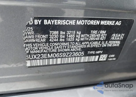 2025 BMW X7 xDrive40I z USA, uszkodzony, nr VIN 5UX23EM06S9Z23605